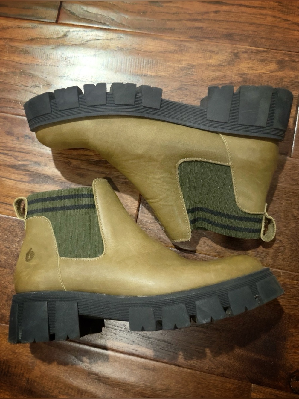 Olive Green Chelsea Boots with Chunky Sole